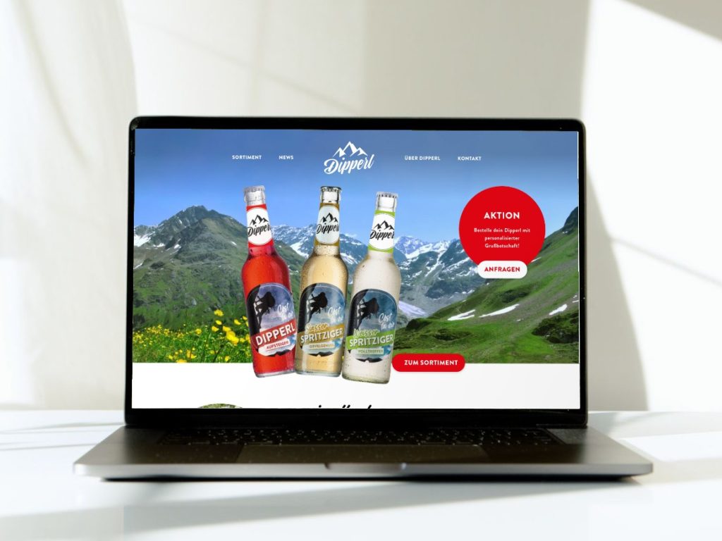 Die Website von Dipperl auf einem Laptop
