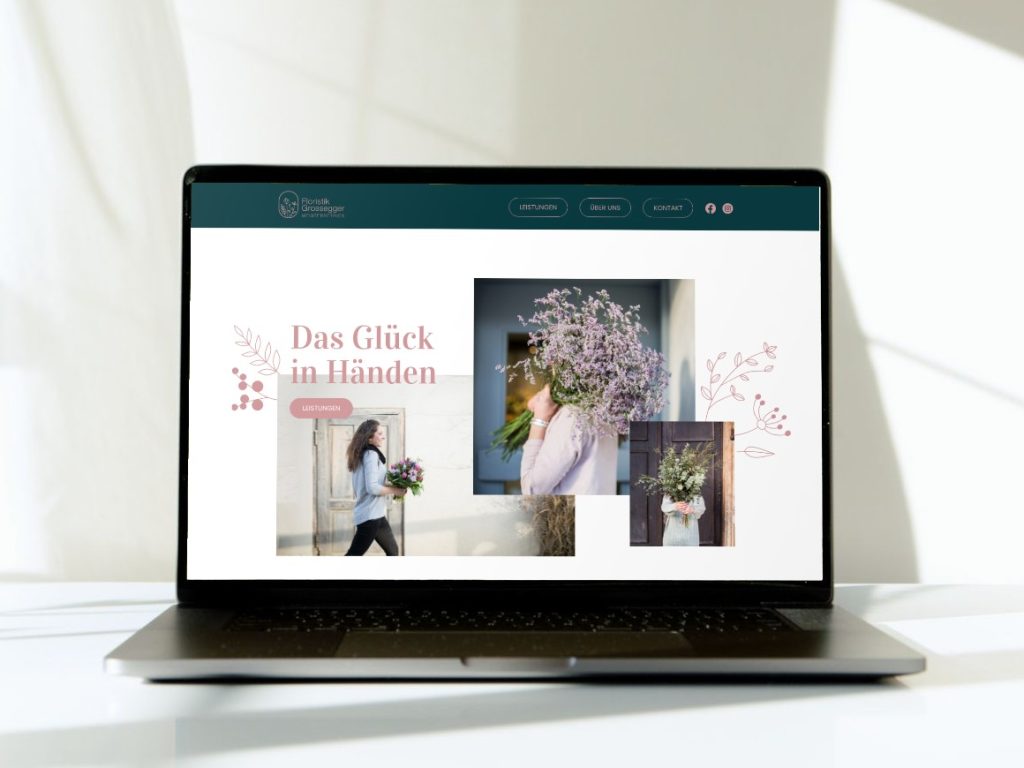 Die Website von Floristik Grossegger auf einem Laptop