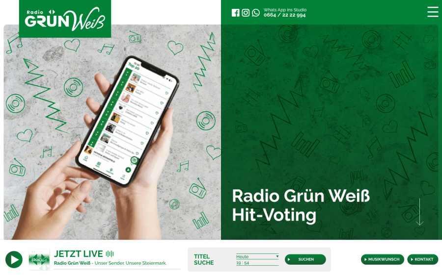 Radio Grün Weiß Website Screen 3