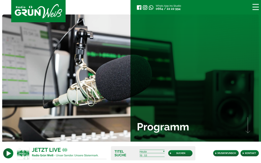Radio Grün Weiß Website Screen 1