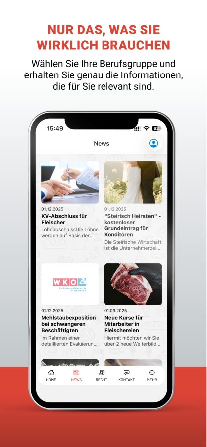 WKO Lebensmittelgewerbe App Screen 3